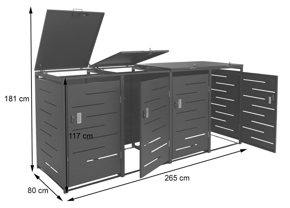 MÜLLTONNENVERKLEIDUNG E83B Anthrazit - Anthrazit, Metall (265/117/80cm) - MCW