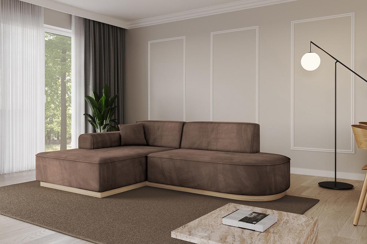 ECKSOFA Ottomane Links IREA-L1 - 232x165x80 cm Braun - Braun, Holzwerkstoff/Textil (232/165cm) - ALTDECOR