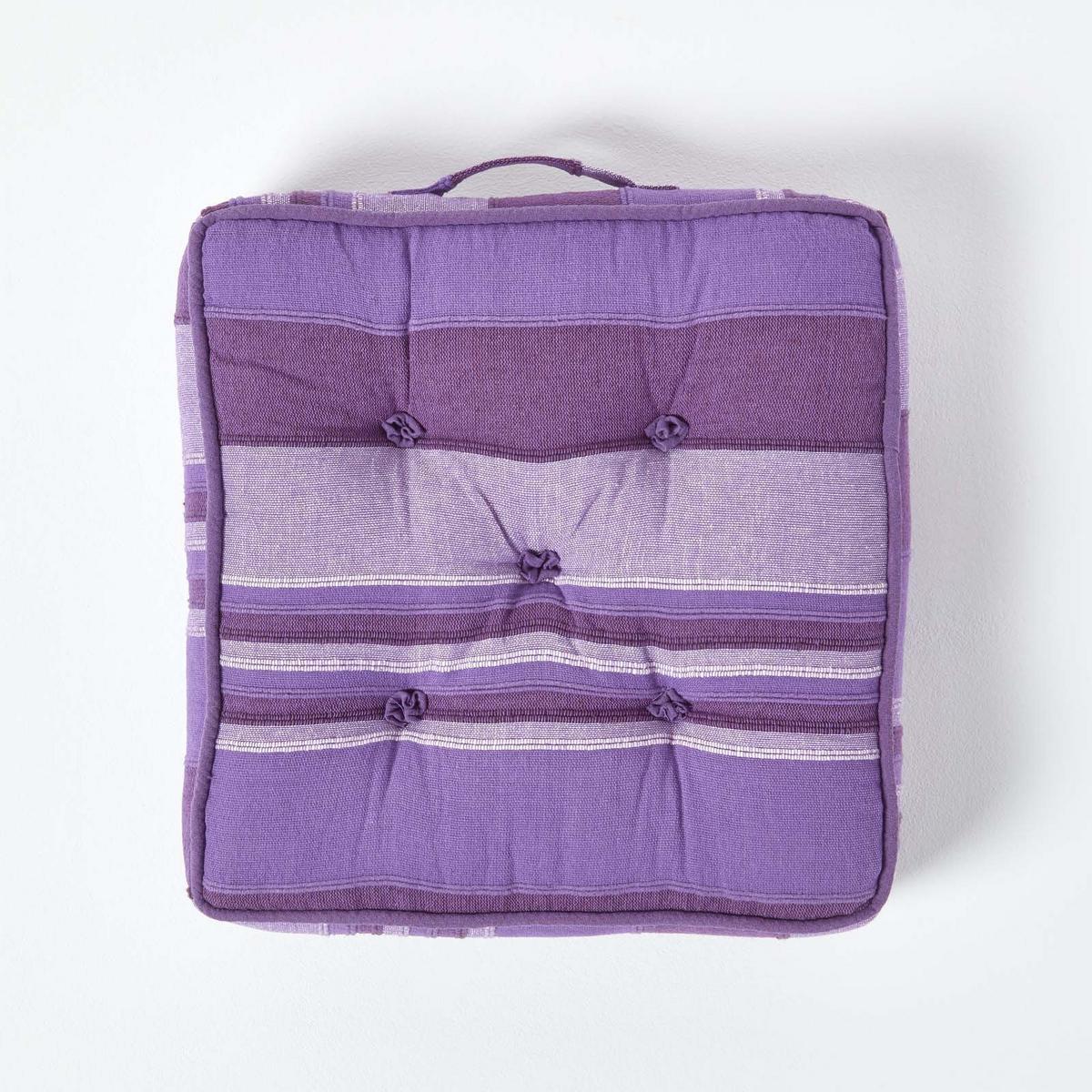 SITZKISSEN Morocco lila gestreift 40/40/8 cm - Lila, Textil (40/40/8cm) - Homescapes