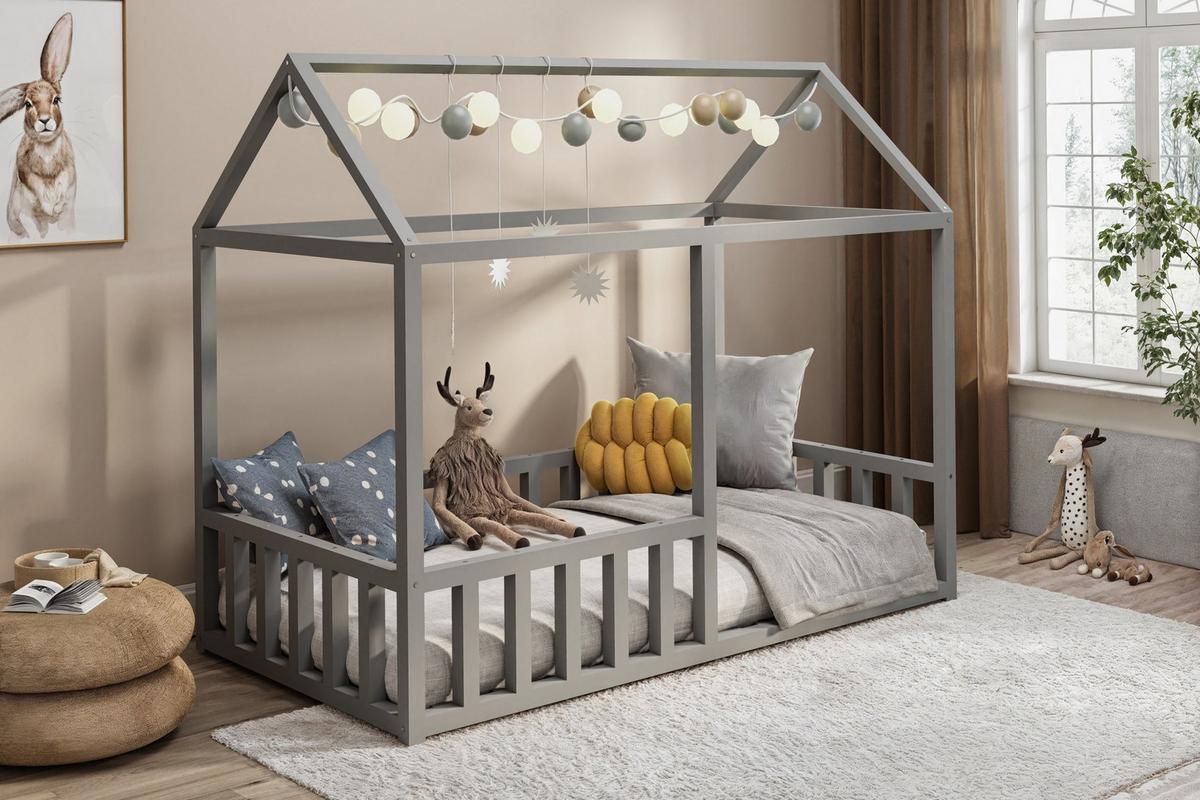 KINDERBETT TAMI 80x160 cm Grau - Grau, Holz (80/160cm) - MASSENO