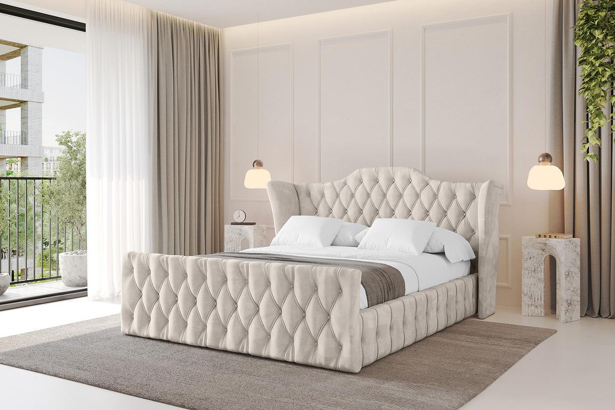 POLSTERBETT mit Bettkasten, Fußteil und Lattenrost, Boxbett mit Matratze H3/H4 - MODY-Z 120x200 Beige - Beige, Holzwerkstoff/Textil (120/200cm) - ALTDECOR