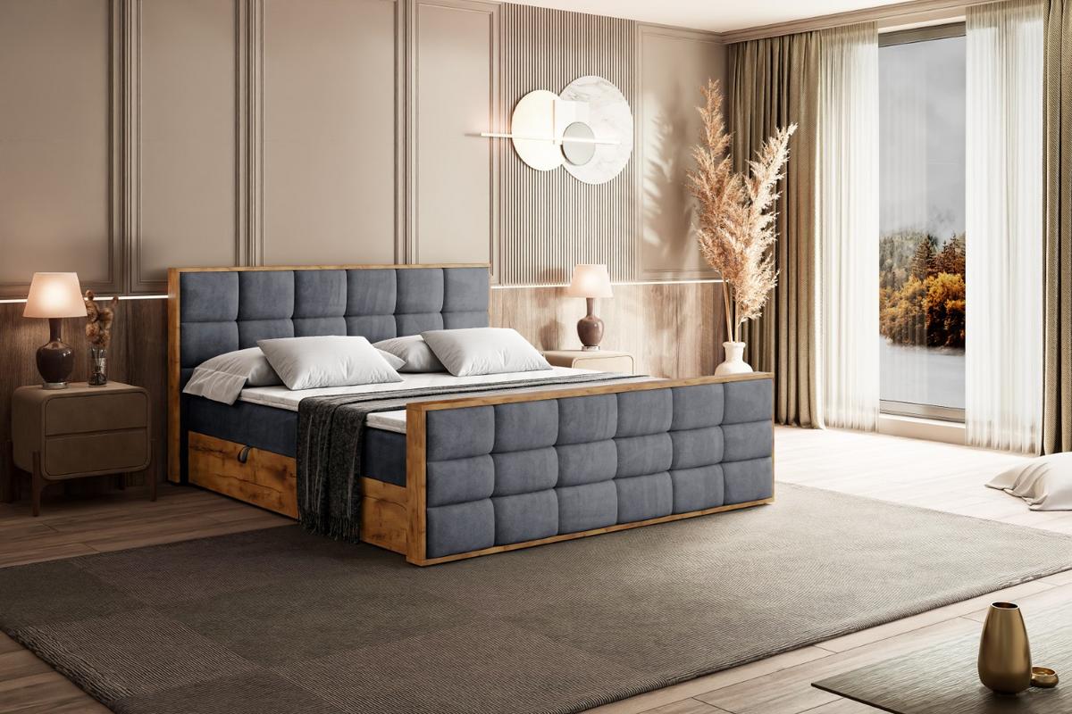 BOXBETT mit Matratze H3 und Lattenrost - LOLLI2-Z - 180x200 - Dunkelgrau Casablanca - Dunkelgrau, Holzwerkstoff (180/200cm) - ALTDECOR