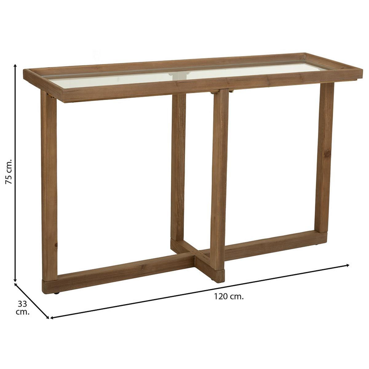KONSOLENTISCH aus Holz und Glas, 120x33x75cm - Braun, Holz (33/120/75cm) - Wanderlust