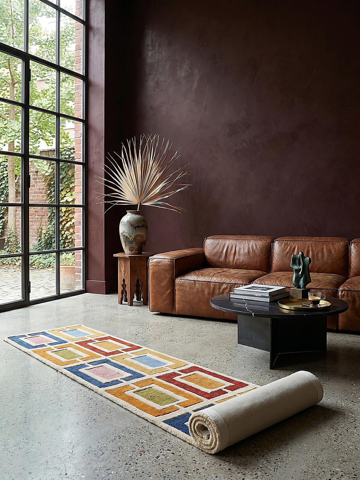WOLLTEPPICH DERWENT, geometrisch, Orange-Bunt, 60 x 230 cm - Multicolor, Textil (230/60cm) - KADIMA DESIGN