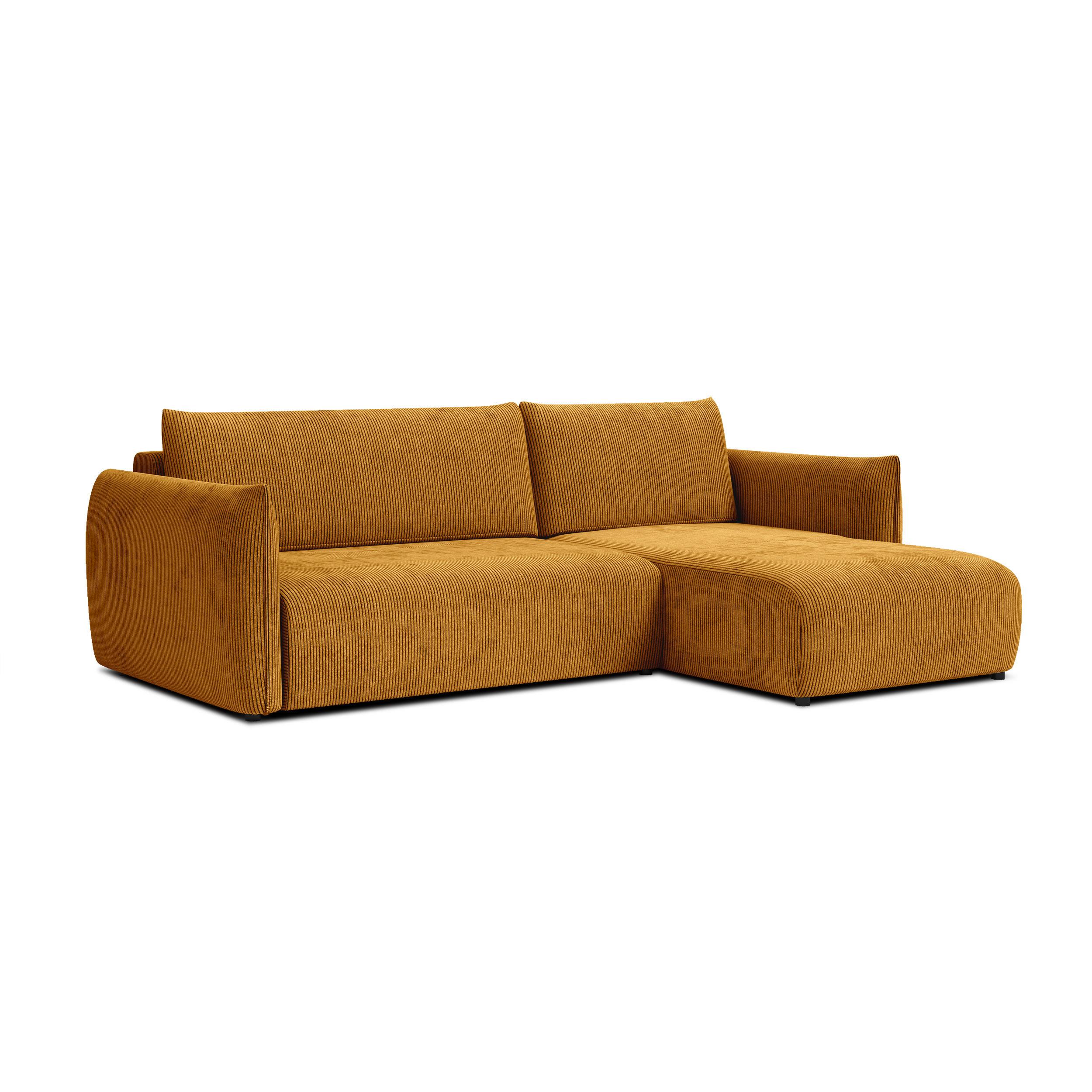 ECKSOFA TAUER 3-Sitzer links, safran - Gelb/Schwarz, Holz/Textil (248/173cm) - Wozimo