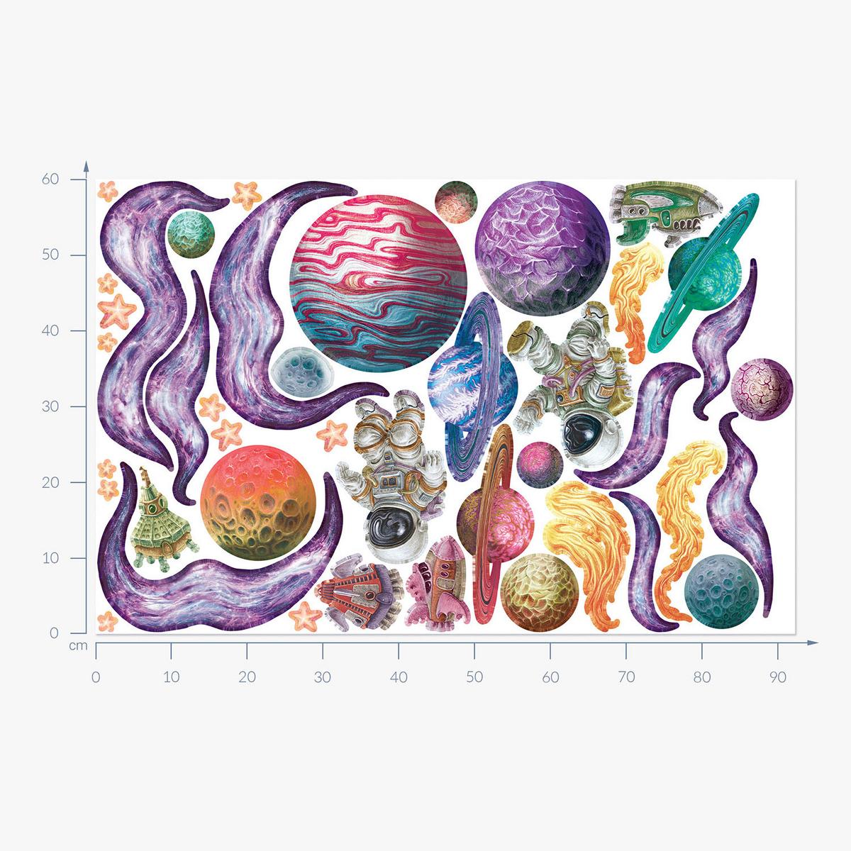 WANDAUFKLEBER 60x92cm - Weltraumträume - Multicolor, Kunststoff (60/92/0.1cm) - Wallfluent