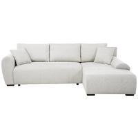 ECKSCHLAFSOFA Dallas mit Bettkasten, 255 cm, Creme, rechts, Velour-Stoff - Beige, Textil (255/175cm) - Beautysofa