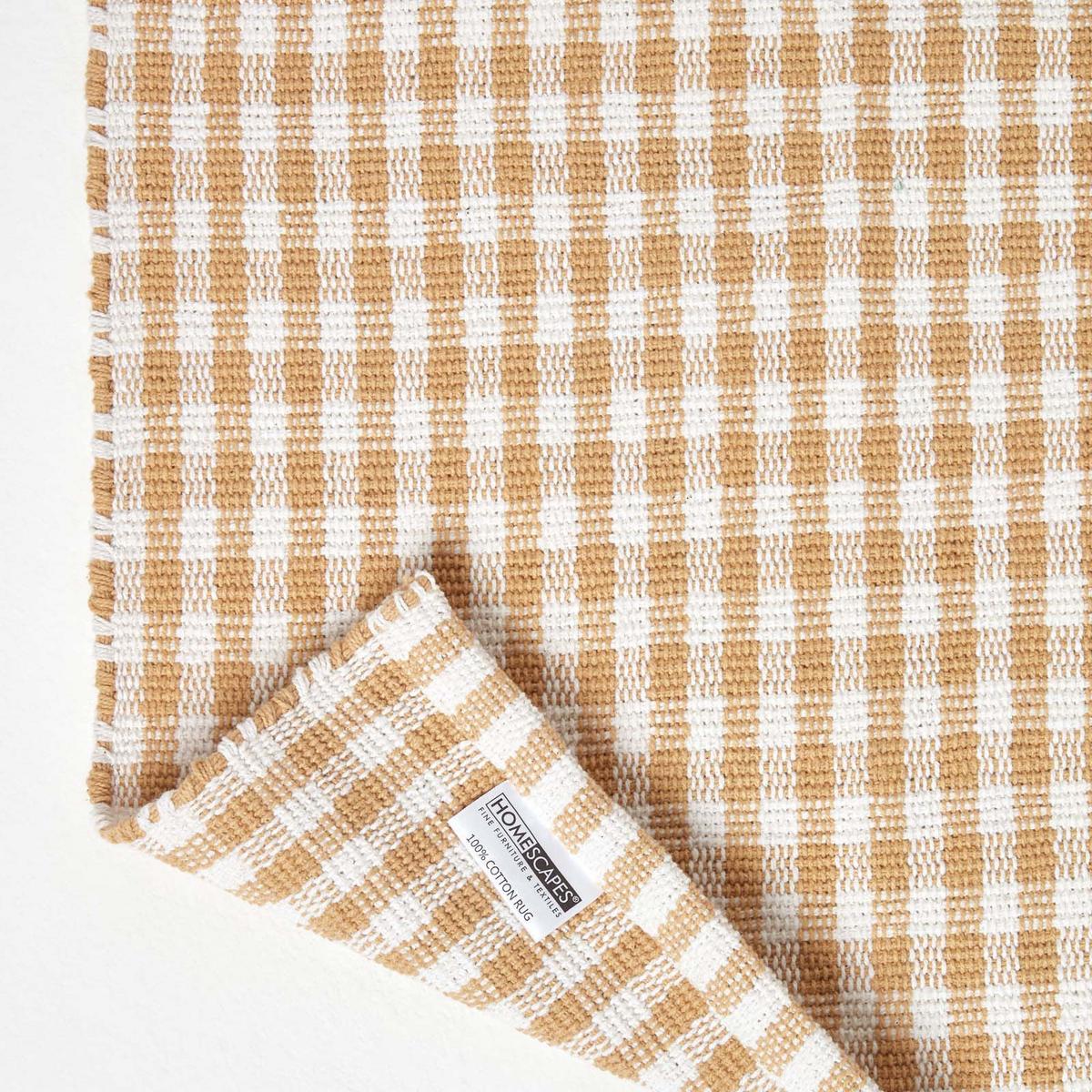 TEPPICHLÄUFER Vichy-Karo Baumwolle 66/200 cm - Beige, Textil (66/200cm) - Homescapes