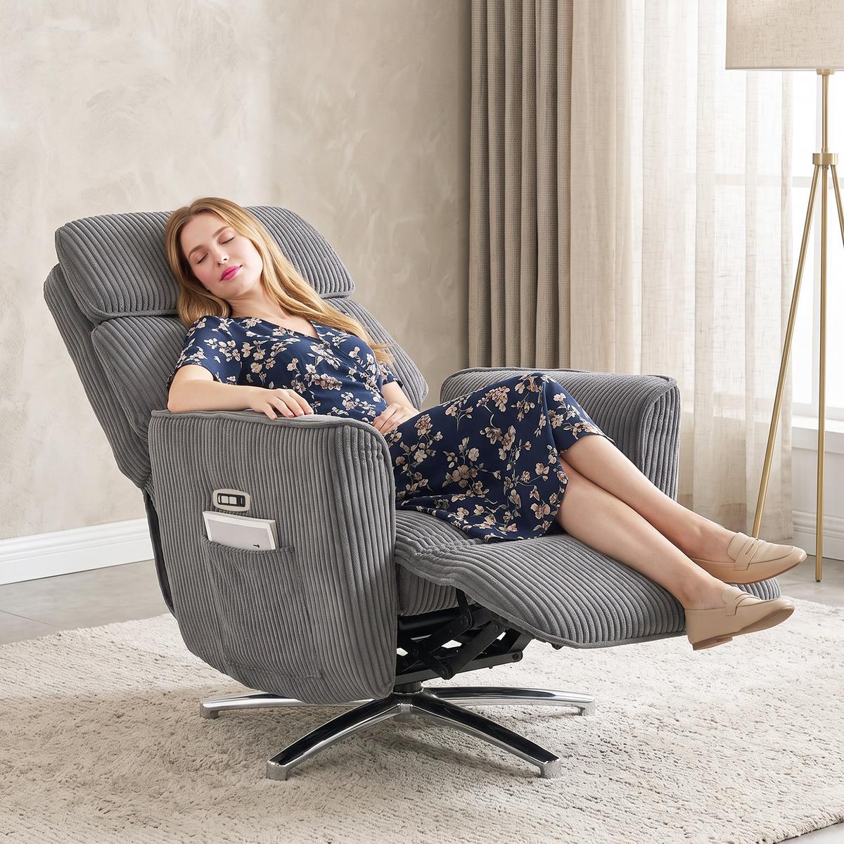 RELAXSESSEL Polyester Dunkelgrau - Dunkelgrau/Silberfarben, Textil/Metall (76/114/87cm) - HOMCOM