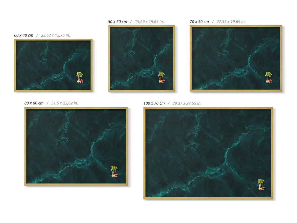 MAGNETTAFEL 80x60 cm Goldener Rahmen Flaschengrüner Marmor - Grün, Metall (80/60/0.4cm) - TULUP
