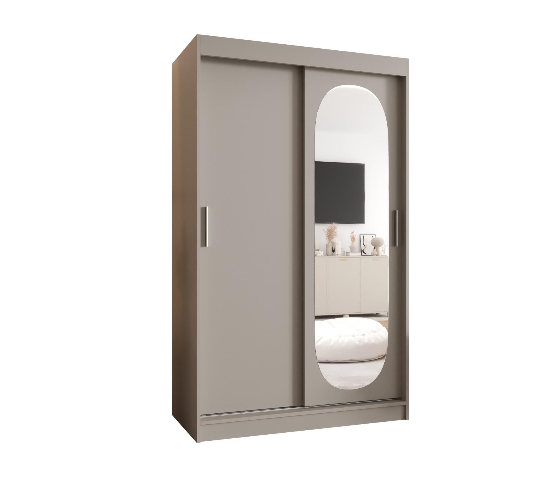 SCHIEBETÜRENSCHRANK mit Spiegel ROYAL 200/120/62 2-türig - Kaschmir/Silberfarben, Holz (120/62/120cm) - MÖBEL KRYSPOL