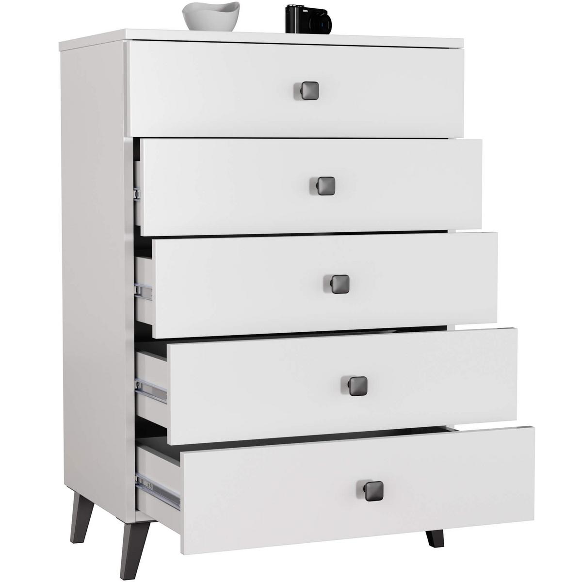 KOMMODE Weiß, Schwarz 89/60/37 - Schwarz/Weiß, Holzwerkstoff (60/89/37cm) - RAUMHIRSCH FURNITURE