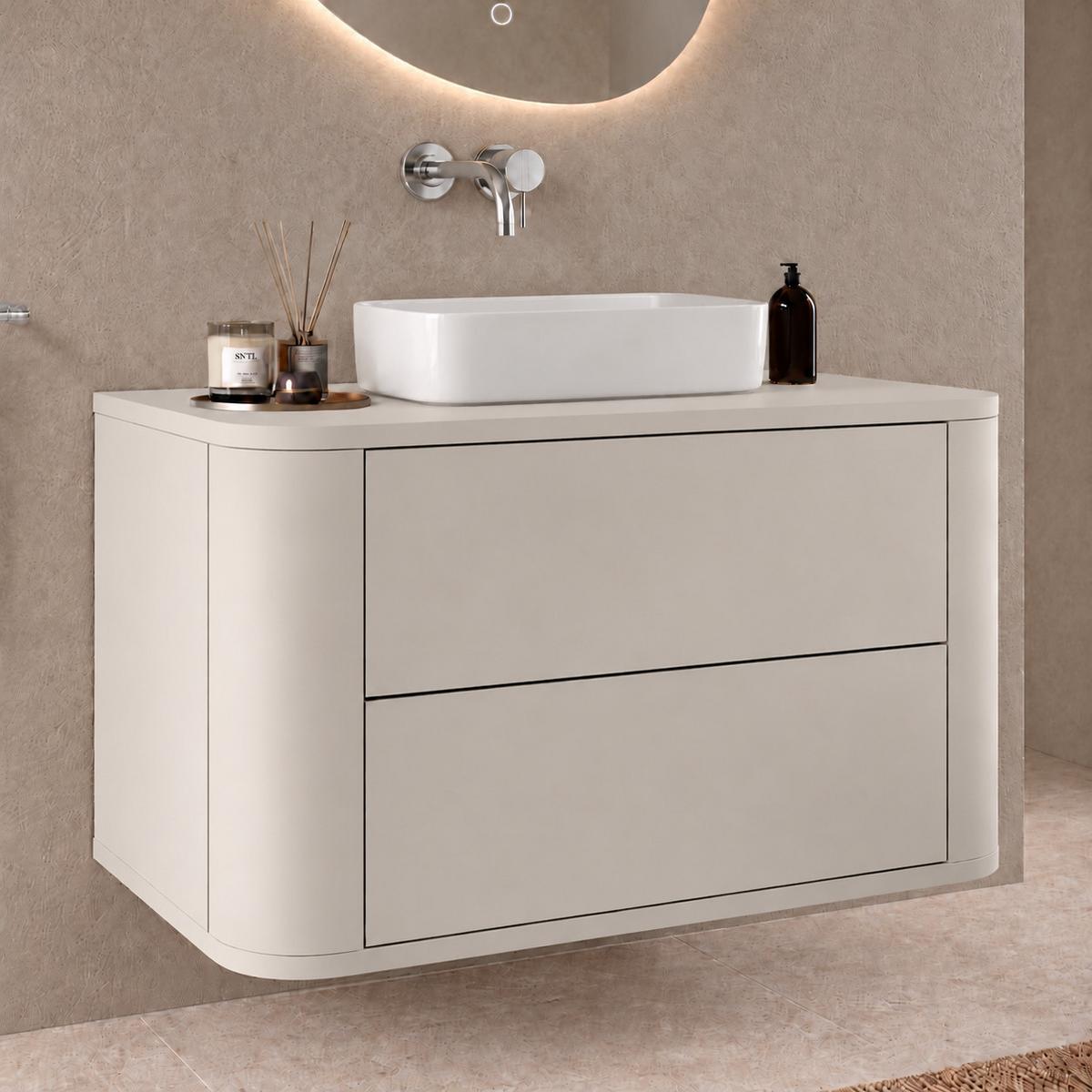 WASCHBECKENUNTERSCHRANK Como 2 Schubladen Cashmere - 80 x 46 x 46 cm - Kaschmir, Holz (80/46/46cm) - Badplaats