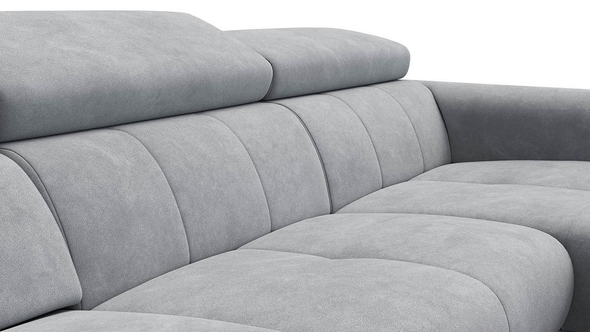 ECKSOFA RODEN 4-Sitzer mit Relax, hellgrau, Veloursstoff - Hellgrau, Holz/Textil (268/92cm) - Wozimo