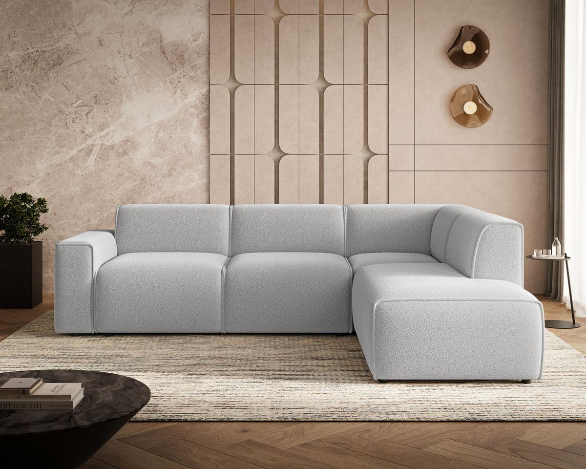 ECKSOFA Eluno Grau Rechts - Schwarz/Grau, Holz/Kunststoff (292/220cm) - Graingold