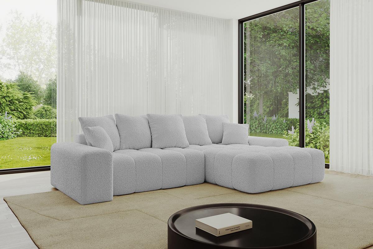 ECKSOFA Ottomane Rechts ENSI-L - 267x164x69 cm Hellgrau - Hellgrau, Holzwerkstoff/Kunststoff (164/267cm) - ALTDECOR