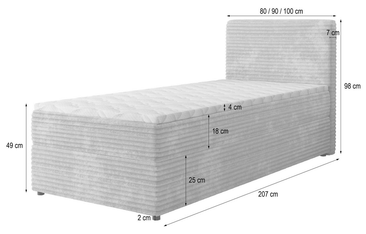 BOXBETT PISA 80 80x200 cm mit Matratze und Topper, H2+H3 - Kupferfarben - Kupferfarben, Holz (80/200cm) - MASSENO