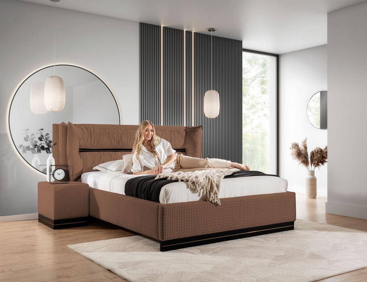 POLSTERBETT Hamilton Magic Velvet Set.1 - Braun, Holzwerkstoff/Textil (140/200cm) - Fun Möbel