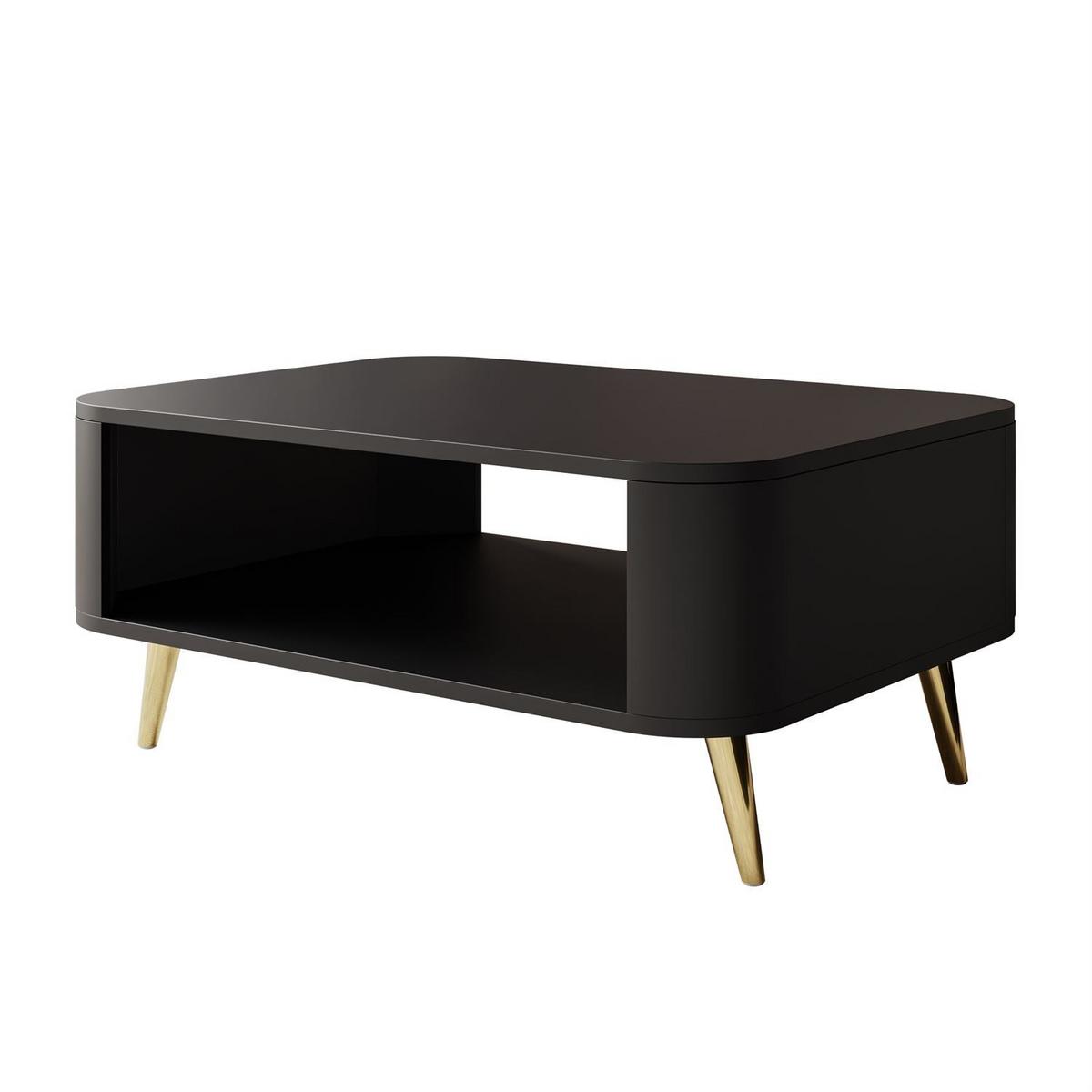 COUCHTISCH SHADOW II mit Ablage unter der Tischplatte - Goldfarben/Schwarz, Holzwerkstoff (60/80/35cm) - Lookway