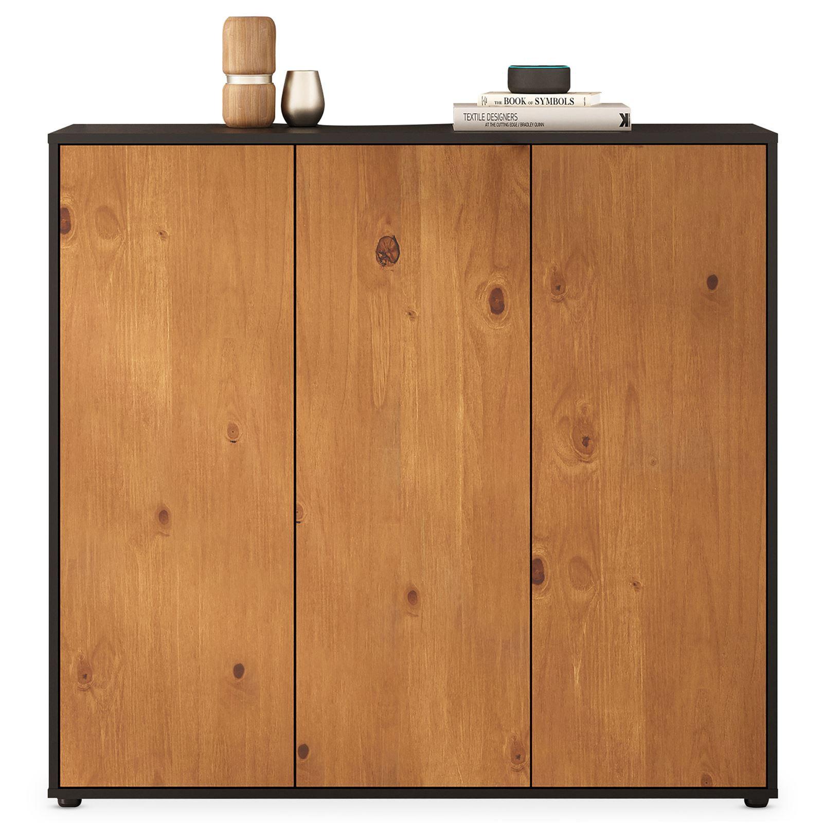 SCHUHSCHRANK MIRAN schwarz/Eiche - Eichefarben/Schwarz, Holz (109/100/35cm) - IDIMEX