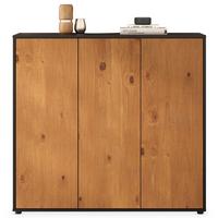 SCHUHSCHRANK MIRAN schwarz/Eiche - Eichefarben/Schwarz, Holz (109/100/35cm) - IDIMEX