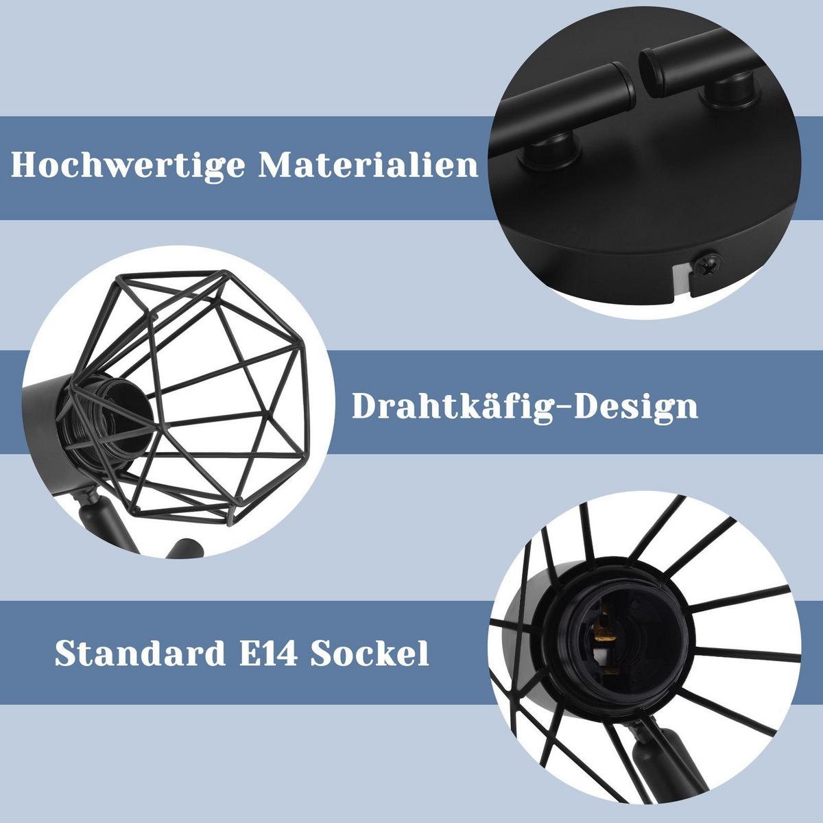 DECKENSTRAHLER Chloris 4-flammig 71/10/20 cm - Schwarz, Metall (71/10/20cm) - Nettlife