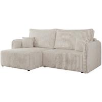 ECKSCHLAFSOFA MESTO L Beige Cord - links - Beige/Schwarz, Kunststoff/Textil (227/147cm) - MKS