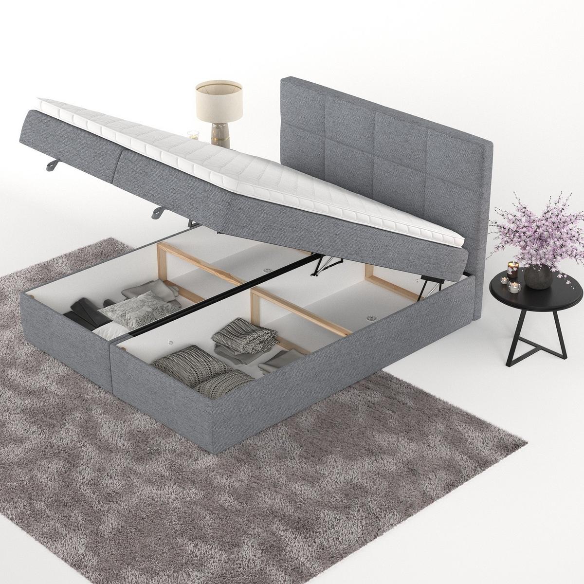 BOXBETT Velto 140/200 cm Grau im Neve Stoff - Schwarz/Grau, Holz/Holzwerkstoff (140/200cm) - AltaBeds