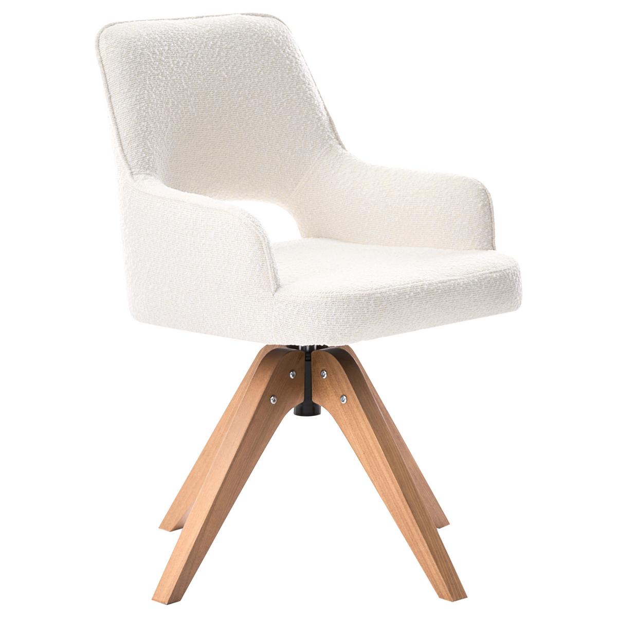 ESSZIMMERSTUHL drehbar Bouclé Hellbeige Moravia - Beige, Textil (56/83/66cm) - Beliani