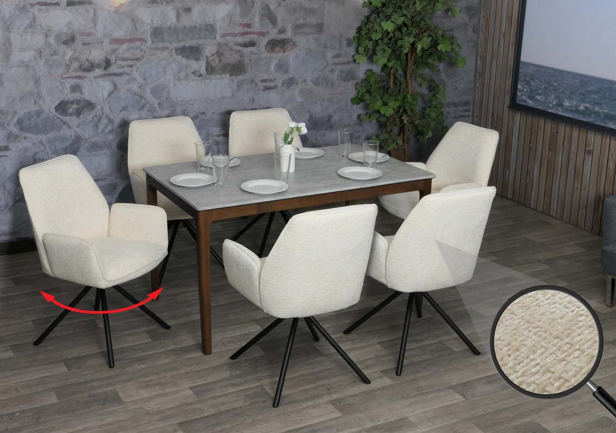 ESSZIMMERSTUHL Cremeweiß, Schwarz 6er-Set - Beige/Schwarz, Textil (60/86/60cm) - MCW