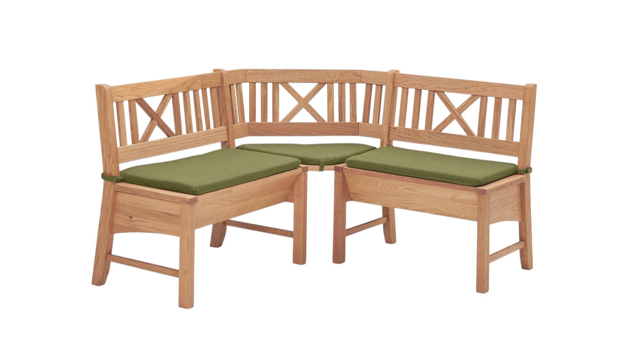 ECKBANK Deborah 224 x 224 x 87 Massivholz Buche lackiert/Grün - Buchefarben/Grün, Holz (224/224cm) - 58aufmkessel