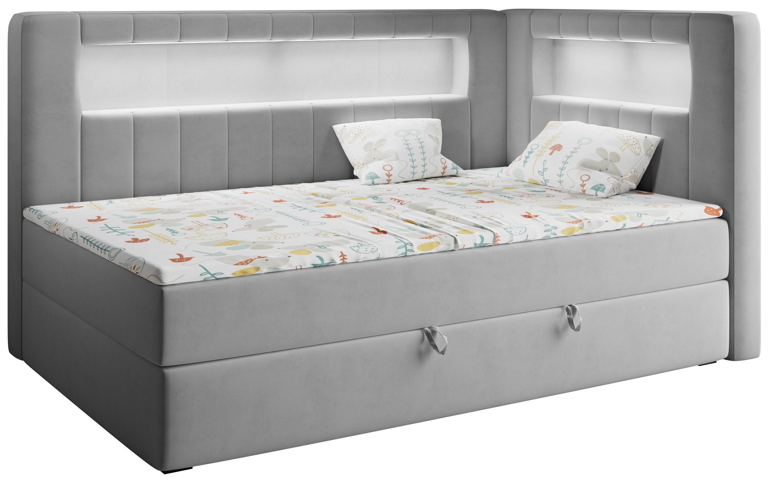 BOXSPRINGBETT JUNIOR GOLD 3 90/200 Grau - rechte Seite - Grau, Holz/Textil (90/200cm) - MKS