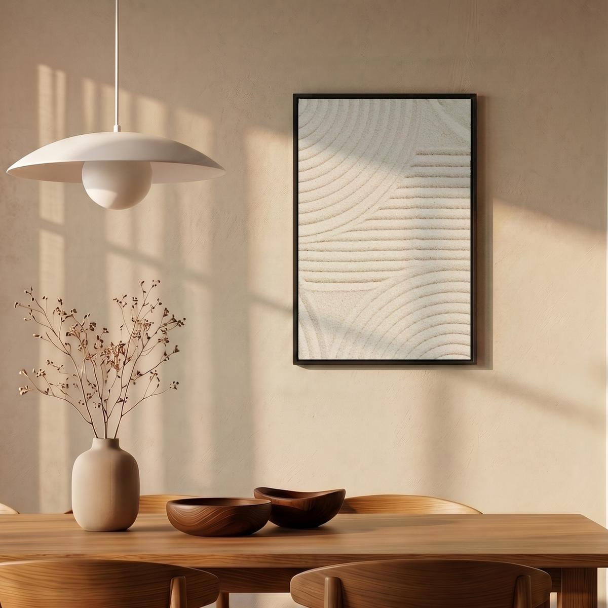LEINWAND Bilder mit Rahmen - Muster - Abstrakt - Weiß - 40x60 - Beige, Textil (40/60cm) - MuchoWow