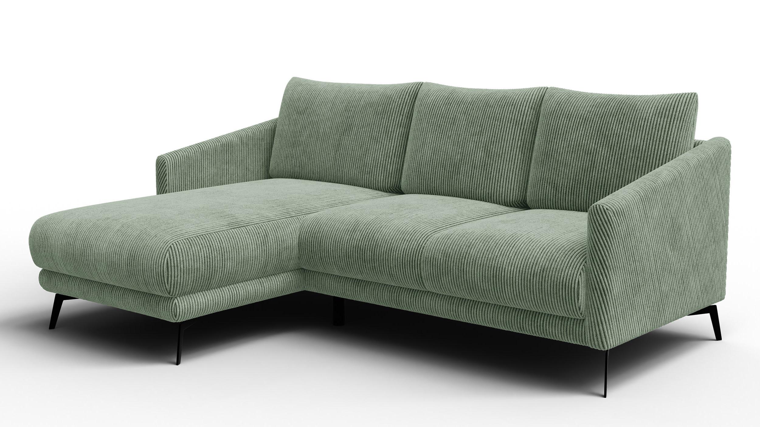 ECKSOFA VILT 3-Sitzer, mint - Schwarz/Mintgrün, Holzwerkstoff/Textil (221/156cm) - Wozimo