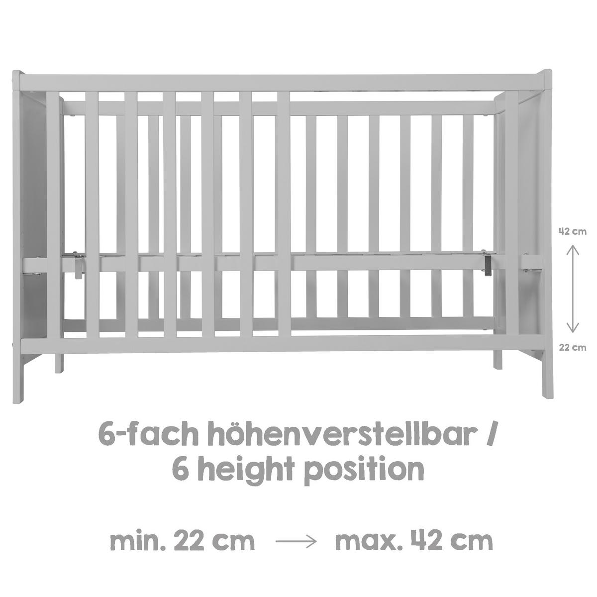 BABY- & BEISTELLBETT mit Matratze 'safe asleep®' - Taupe, Holzwerkstoff (60/120cm) - Roba