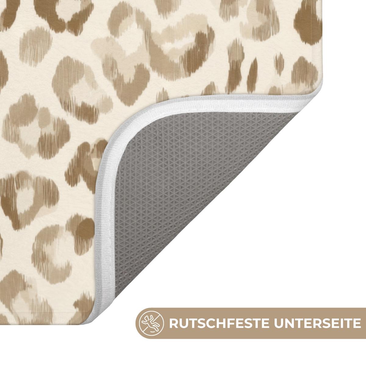 BADEMATTE Leopard - Klassisch - Beige 60x120 cm - Hellbraun, Textil (60/120cm) - OnlyWow