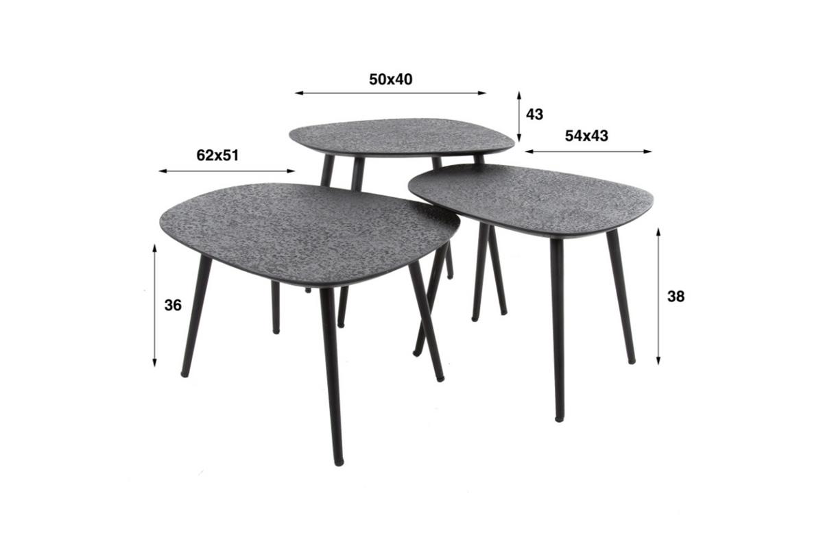 COUCHTISCH LAUCA 3ER SET Schwarz Metall - Schwarz, Metall (51/62/36cm) - KAWOLA