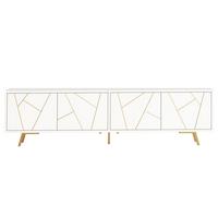 TV-LOWBOARD holzwerkstoff in weiß mit gold-details, 4 türen - Weiß, Holzwerkstoff (190/51.5/40cm) - Urban Meuble