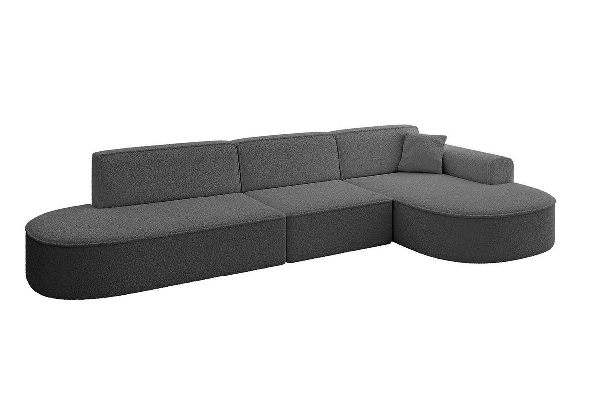ECKSOFA Ottomane Rechts MARI-L2 - 328x171x79 cm Grau Bouclé - Schwarz/Grau, Holzwerkstoff/Kunststoff (171/328cm) - ALTDECOR