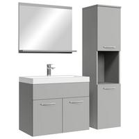 BADMÖBEL-SET Montreal 4 Teile Grau Matt - 60 x 35 x 51 cm - Grau, Holz (60/51/35cm) - Badplaats