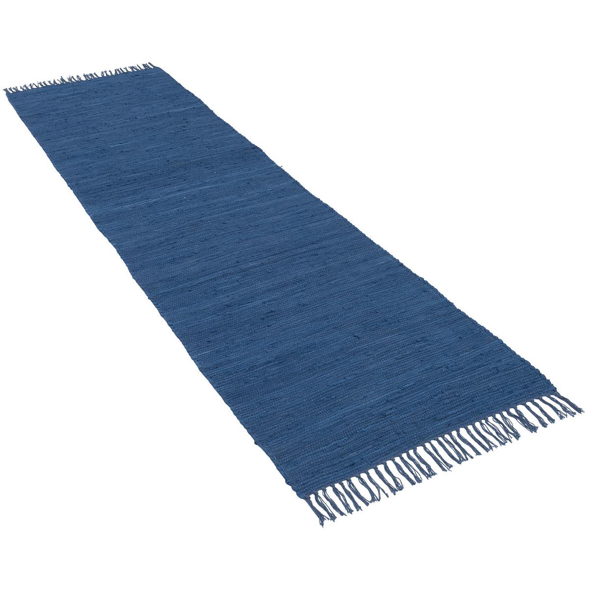 BAUMWOLLE NATUR TEPPICH LÄUFER JOLLY COTTON - Dunkelblau, Textil (90/160cm) - Pergamon
