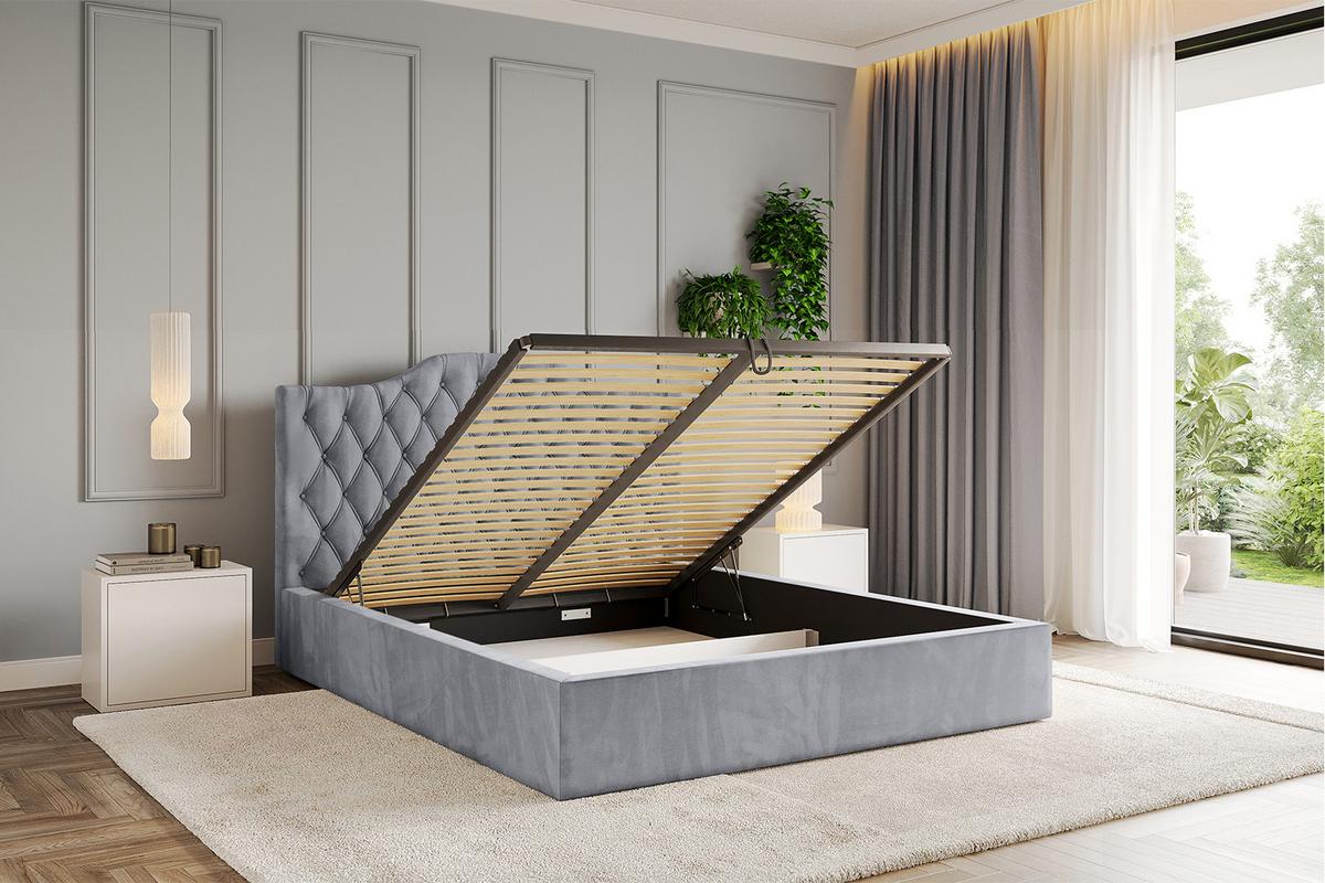 POLSTERBETT mit Bettkasten und Lattenrost, Bett mit Matratze H3/H4 - FALIO 120x200 Hellgrau - Hellgrau, Holzwerkstoff/Textil (120/200cm) - ALTDECOR