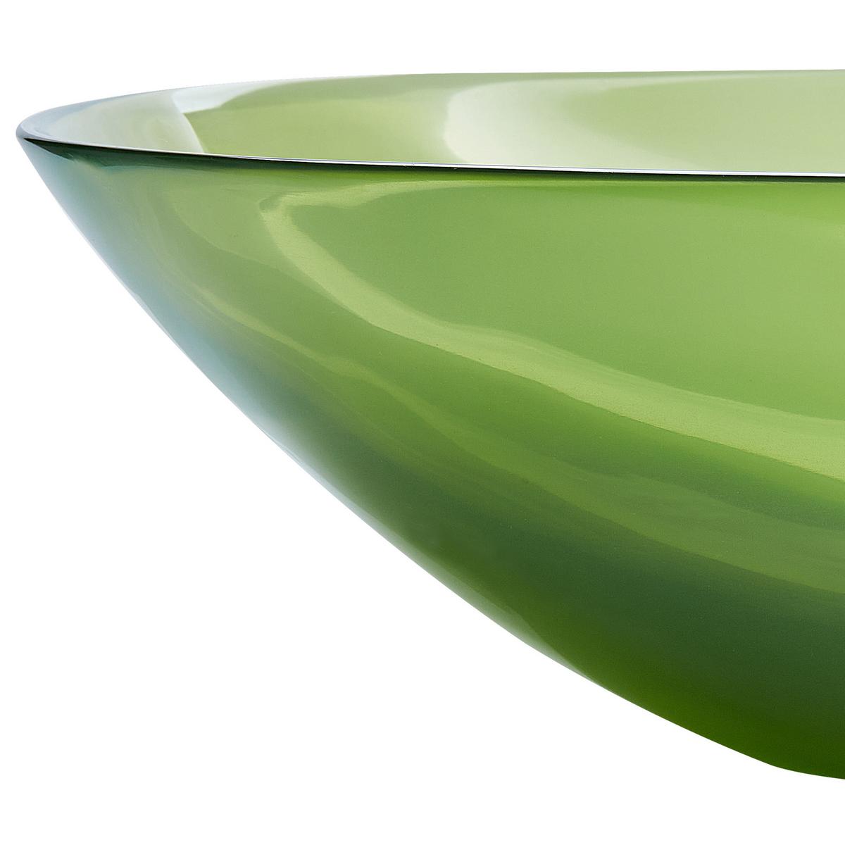 AUFSATZWASCHBECKEN Grün 54/36 cm Mineralwerkstoff Moengo - Transparent/Grün, Keramik (54/15/36cm) - Beliani