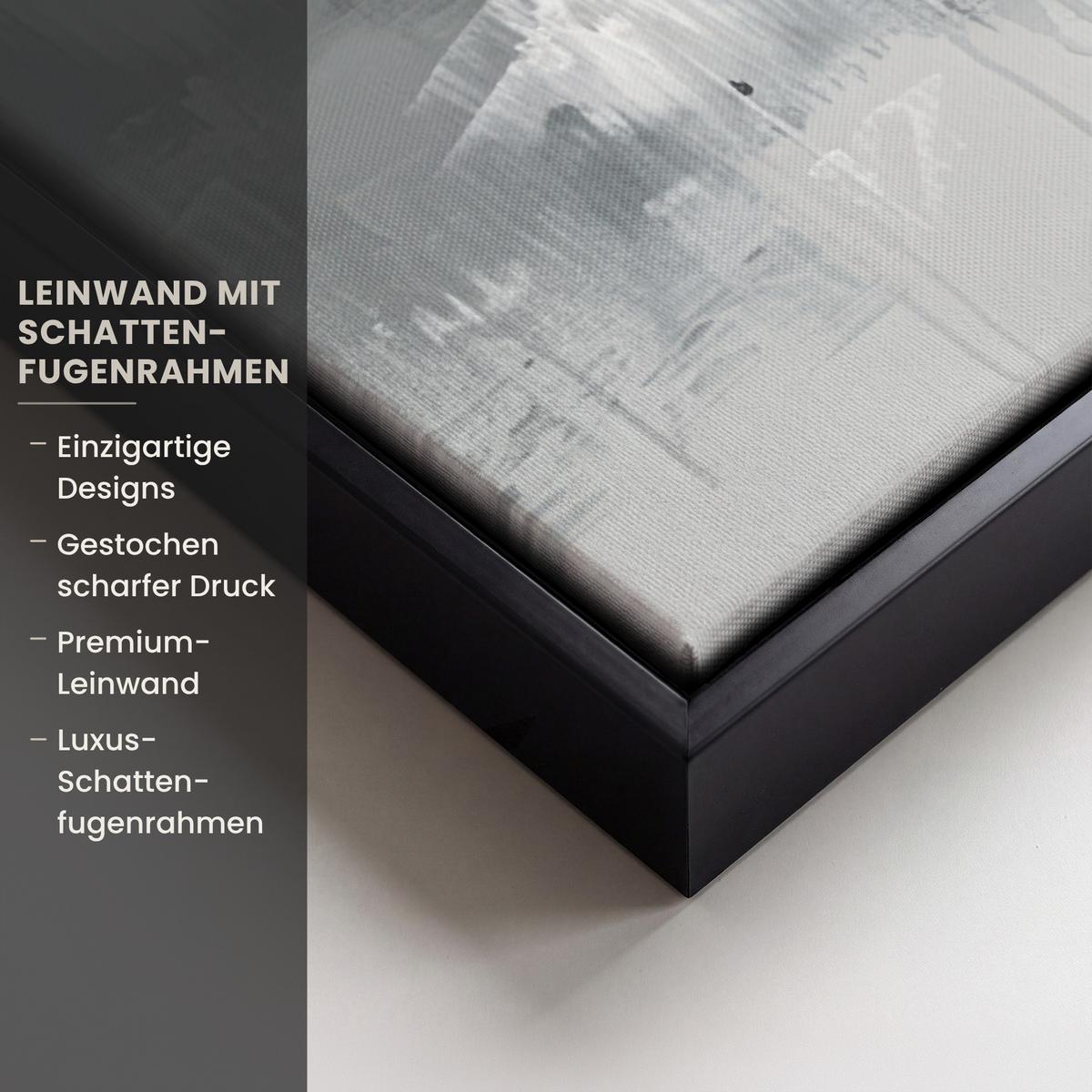 LEINWAND Bilder mit Rahmen - Kunst - Grau - Gold - Abstrakt - 50x50 - Dunkelgrau, Textil (50/50cm) - MuchoWow