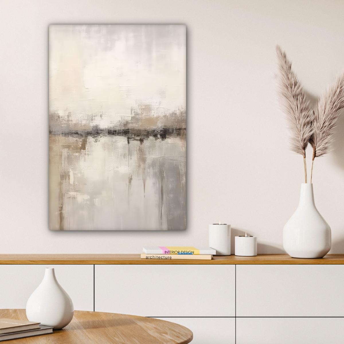 LEINWANDBILD Moderne Kunst - Abstrakt - Beige Wanddeko 40x60 cm - Beige, Textil (40/60cm) - MuchoWow