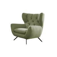 SESSEL CHARME Grün Cord - Schwarz/Olivgrün, Textil/Metall (100/106/95cm) - KAWOLA