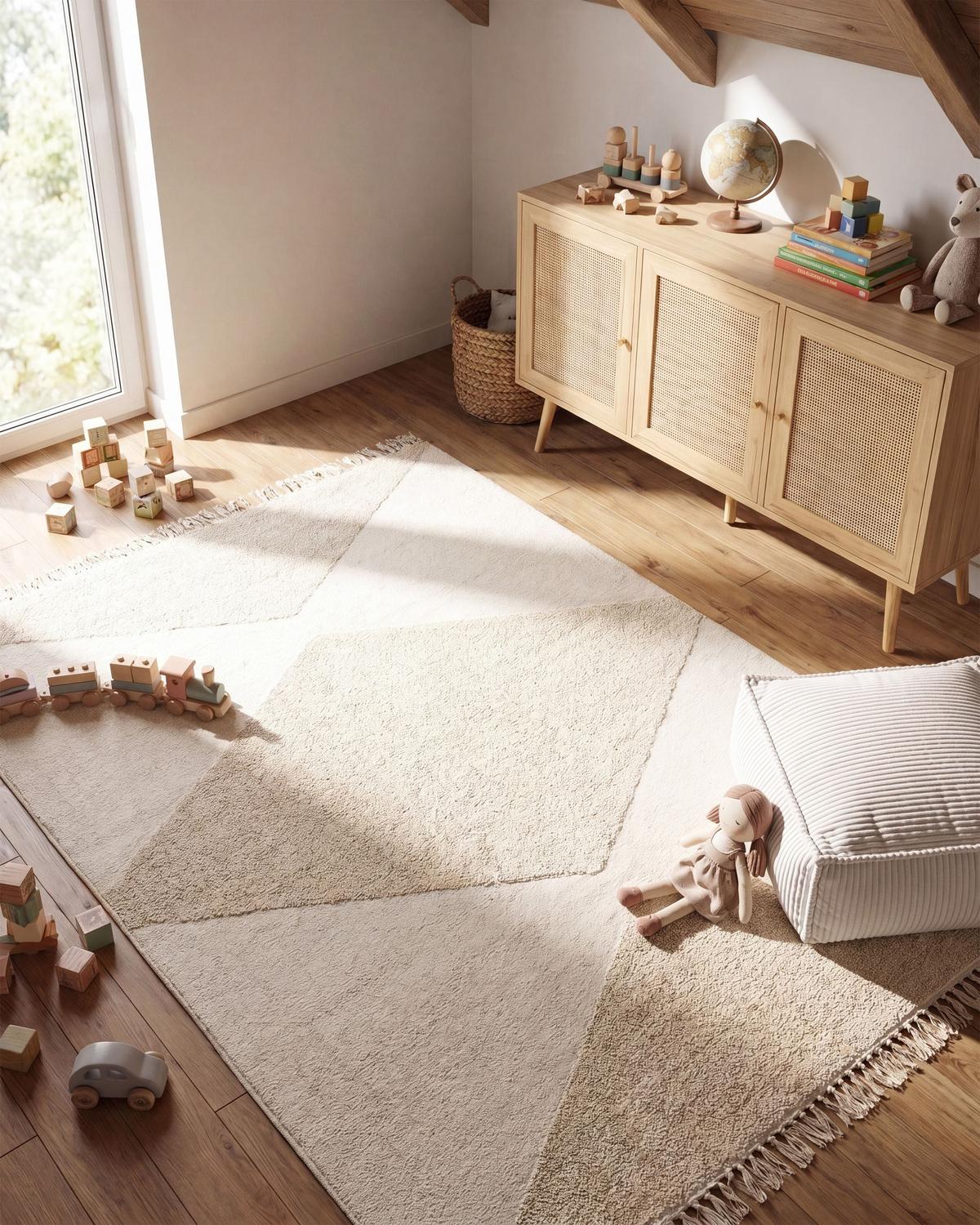 KINDERTEPPICH Beige 160/230 cm Baumwolle Khonoma - Beige, Textil (160/230cm) - Beliani