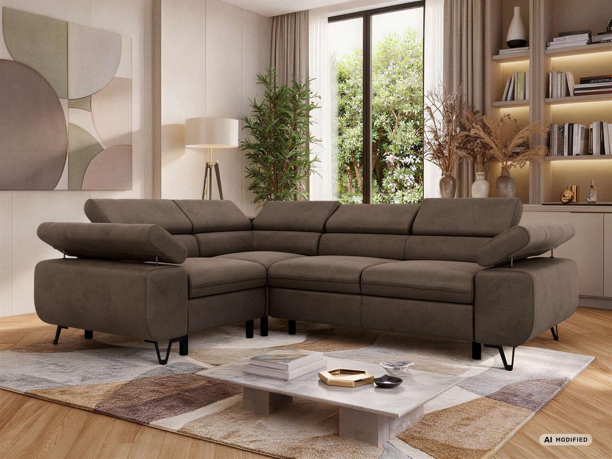ECKSOFA ORSO L Braun Velvet - Links Seite - Schwarz/Braun, Textil/Metall (197/268cm) - MKS