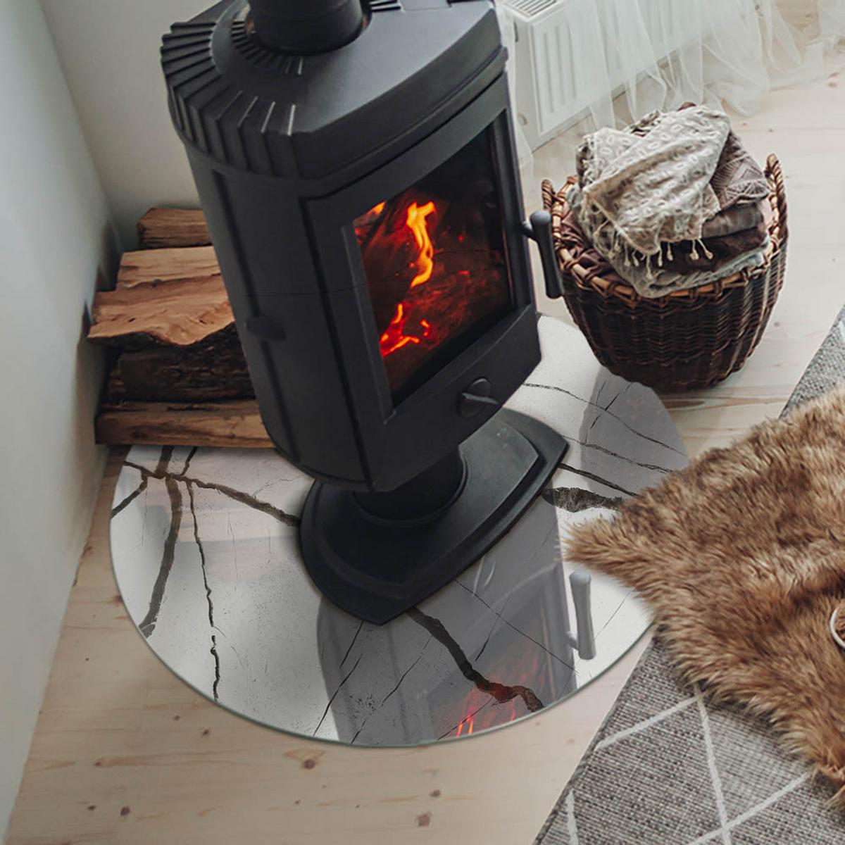 GLASPLATTE für Kamin Ø 70 cm - Weiß, Glas (70/70/0.4cm) - TULUP