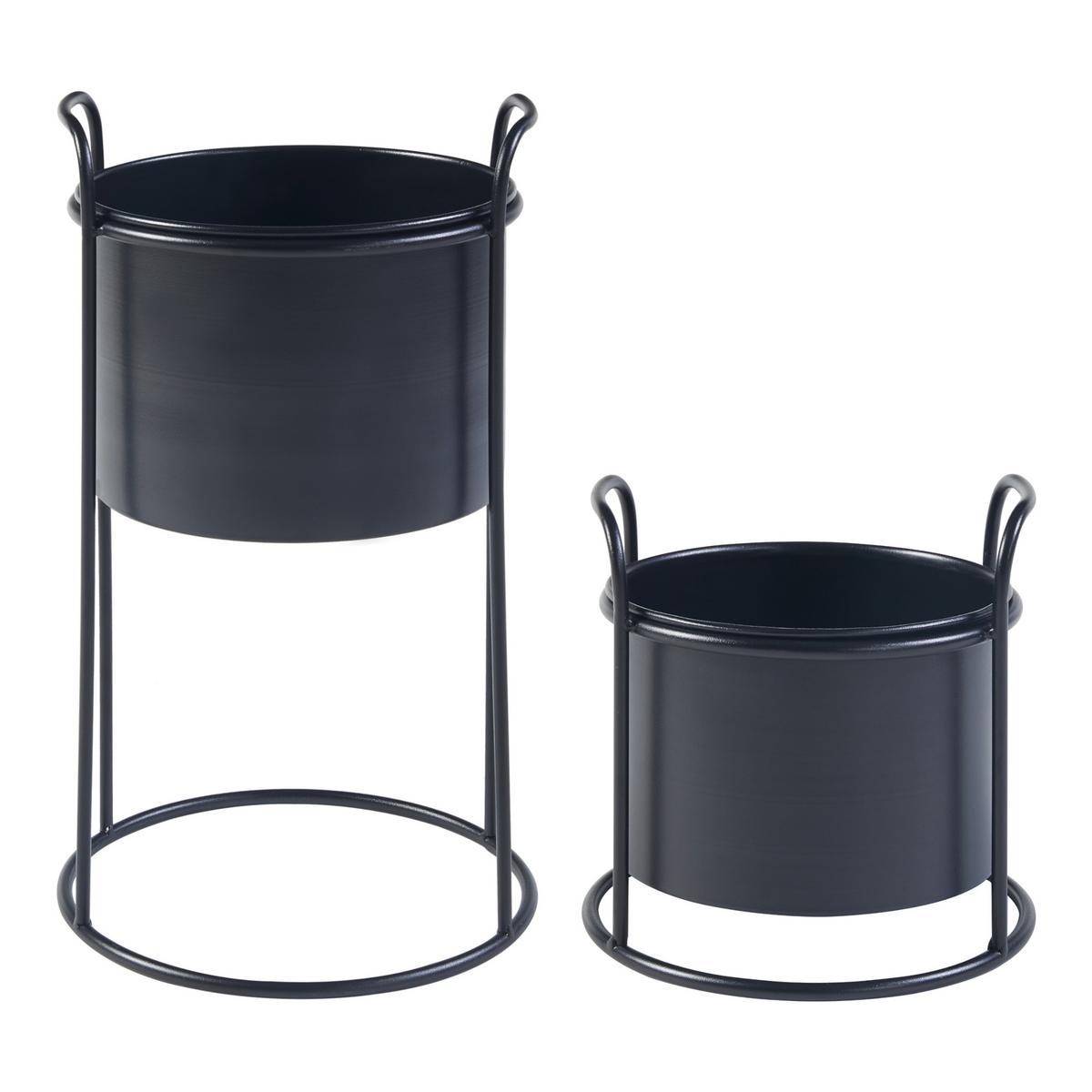 PFLANZENSTÄNDER-SET 2-TLG. Osen - Schwarz, Metall (23.5/40/23.5cm) - [en.casa]